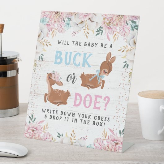 Buck oder Doe? Baby Shower Reveal Sockelschild (In Situ)