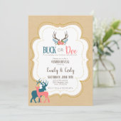 Buck oder Doe Gender Reveal Party Baby Shower Invi Einladung (Stehend Vorderseite)