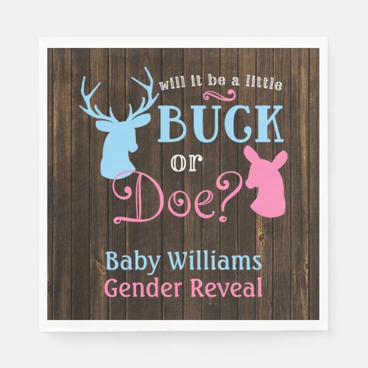 Buck oder Doe Gender Reveal Party Baby Shower Serviette (Vorderseite)