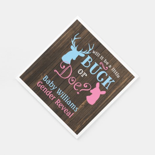 Buck oder Doe Gender Reveal Party Baby Shower Serviette (Ecke)