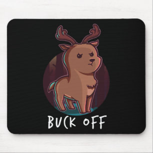 Buck Off Deer Middle Finger Funny Stag Jagd Hun Mousepad