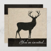 Buck Silhouette Black & Ivory Einladung (Vorne/Hinten)
