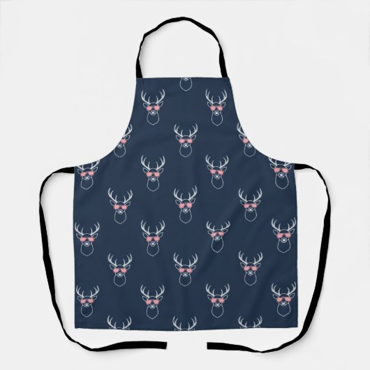 Buck Silhouette on Blue Apron Schürze (Vorderseite)