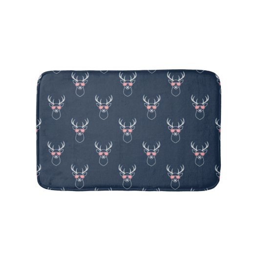 Buck Silhouette on Blue Bath Mat Badematte (Vorderseite)