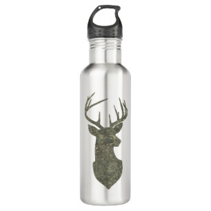 Buck Trophy Deer Silhouette in Camouflage Green Trinkflasche
