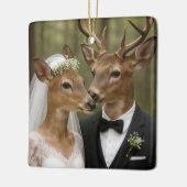 Buck- und Doe-Hochzeit im Wald Keramikornament (Links)