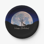 Buck with Big Rack Against Full Moon Happy BD Pappteller (Vorderseite)