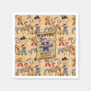 Buckaroo Cowboy Birthday Boy's Foto Name Niedlich Serviette