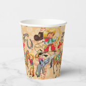 Buckaroo Cowboy Boy's Birthday Foto & Name Niedlic Pappbecher (Rechts)