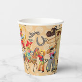 Buckaroo Cowboy Boy's Birthday Foto & Name Niedlic Pappbecher (Vorderseite)