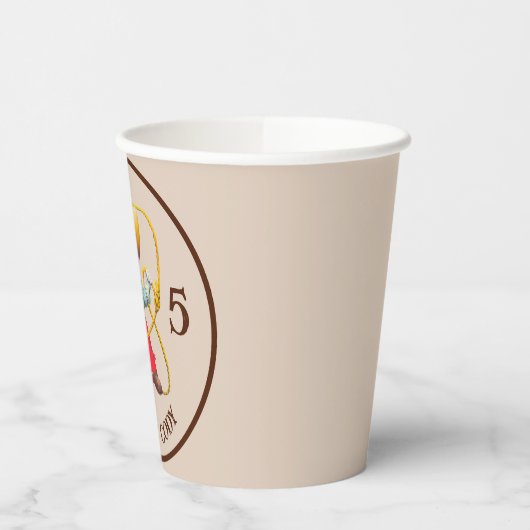 Buckaroo Cowboy Boy's Birthday Name & Age Pappbecher (Links)