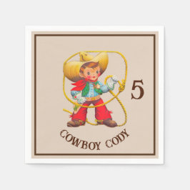 Buckaroo Cowboy Boy's Birthday Name & Age Serviette