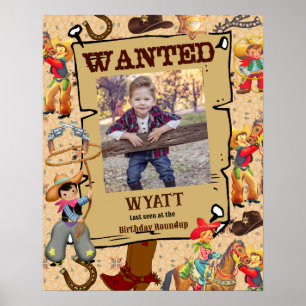 Buckaroo Cowboy Boy's Foto Geburtstag Gewollt Post Poster