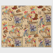 Buckaroo Cowboy Gewollt Foto & Name hinzufügen Geschenkpapier (Flach)