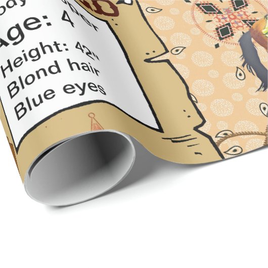 Buckaroo Cowboy Gewollt Name und Beschreibung hinz Geschenkpapier (Rolleneckpunkt)