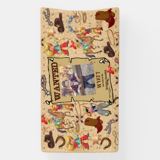 Buckaroo Cowboy Gewollt Poster Foto & Name Banner (Vertikal)