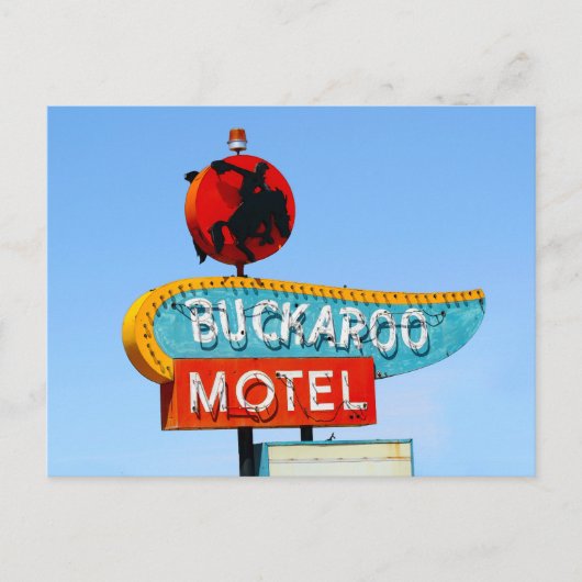 Buckaroo Motel Sign, Tucumcari, N.M. Postkarte (Vorderseite)