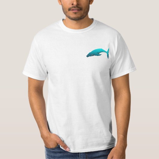 Buckel-hinterer Wal - Blau T-Shirt (Vorderseite)