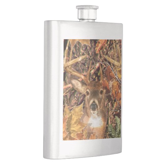 Buckel in Herbst Camouflage Weißer Schwanz Hirsch Flachmann (Rechts)