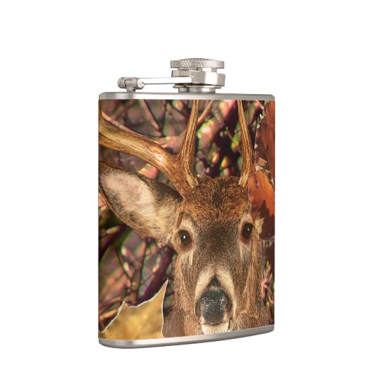 Buckel in Herbst Camouflage Weißer Schwanz Hirsch Flachmann (Rechts)