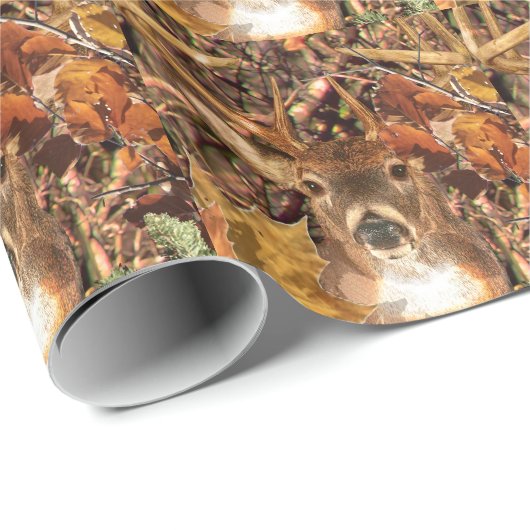 Buckel in Herbst Camouflage Weißer Schwanz Hirsch Geschenkpapier (Rolleneckpunkt)