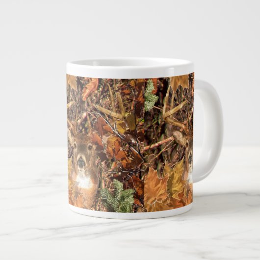 Buckel in Herbst Camouflage Weißer Schwanz Hirsch Jumbo-Tasse (Vorderseite Rechts)