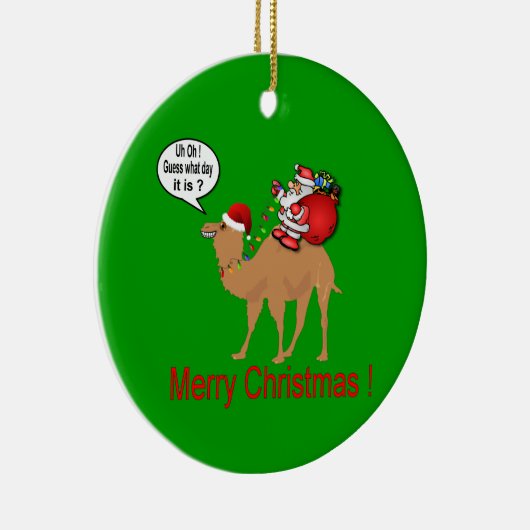 Buckel-Tageskamel mit Weihnachtsmann Keramikornament (Rechts)