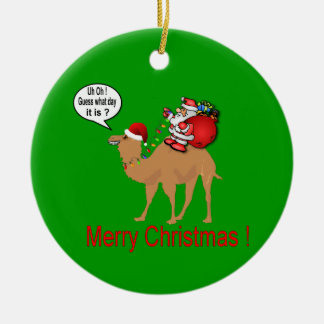 Buckel-Tageskamel mit Weihnachtsmann Keramikornament