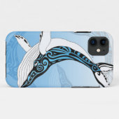 Buckel-Wal-Stammes- blaue Kunst Case-Mate iPhone Hülle (Rückseite (Horizontal))