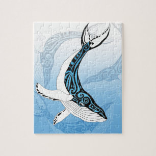 Buckel-Wal-Stammes- blaue Kunst Puzzle