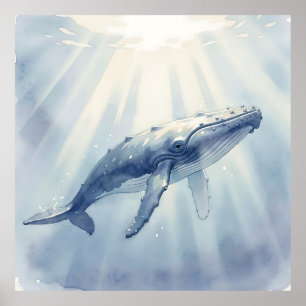 Buckelwal-Aquarell-Ozean Poster
