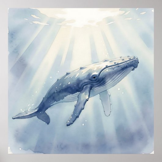 Buckelwal-Aquarell-Ozean Poster (Vorne)
