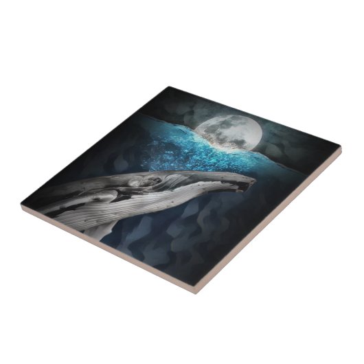 Buckelwal durch Mondlicht Fliese (Seite)