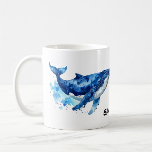 Buckelwal Hope Timmy in Aquarell Kaffeetasse (Links)