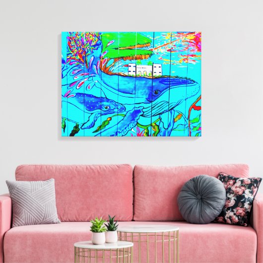 Buckelwal Leinwanddruck (Insitu (Wohnzimmer))