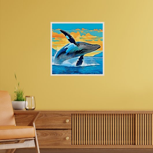 Buckelwal-Ozean-Freiheits-Sprung-Design Poster (Wohnzimmer 2)
