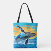 Buckelwal-Ozean-Freiheits-Sprung-Design Tasche (Rückseite)