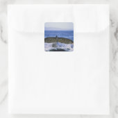 Buckelwal-Schwanz. Quadratischer Aufkleber (Tasche)