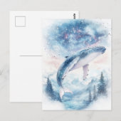 Buckelwal springt über den nebligen Bergsee Postkarte (Vorne/Hinten)
