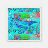 Buckelwale unter Wasser Serviette (Vorderseite)