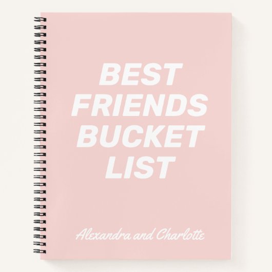 Bucket List Best Friends Blush Pink Personalisiert Notizblock (Vorderseite)