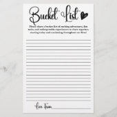 Bucket List Brautparty Game Elegante Moderne (Vorderseite)