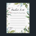 Bucket List Cards für tropische Blätter mit kleine Postkarte<br><div class="desc">Die Eimerkarten der tropischen Blätter sind perfekt für einen modernen Hochzeitsempfang oder ein modernes Brautparty. Das Design besteht vorwiegend aus grünen tropischen Blätter mit einer Touch von rosa blütigen Blume,  die elegant in Kränze und geometrische Formen angeordnet sind. Das Schild der Schaufelliste wird separat verkauft.</div>