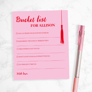 Bucket List Pink & Red Abschluss Tassel Ratgeber