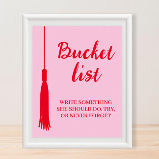 Bucket List Station Rosa & Rote Quaste Abschlussfe Poster