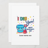 Bucket & Spade Gift idea “I Dig You” Valentine Einladung (Vorne/Hinten)