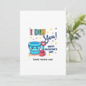 Bucket & Spade Gift idea “I Dig You” Valentine Inv Einladung (Stehend Vorderseite)
