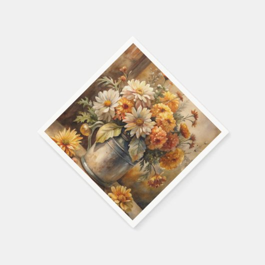 Bucket with Fall Floral Serviette (Ecke)