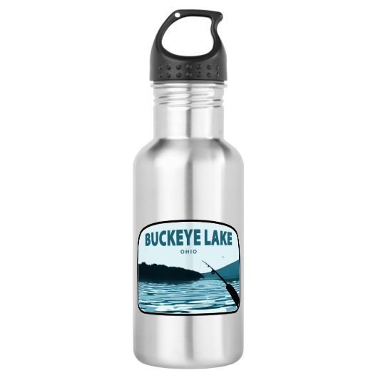 Buckeye Lake Ohio Angelrute Edelstahlflasche (Vorderseite)