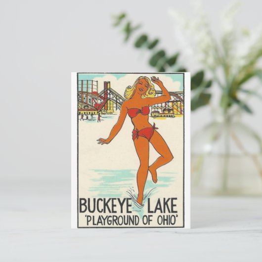 Buckeye Lake, Ohio Vintage Reise Postkarte (Stehend Vorderseite)